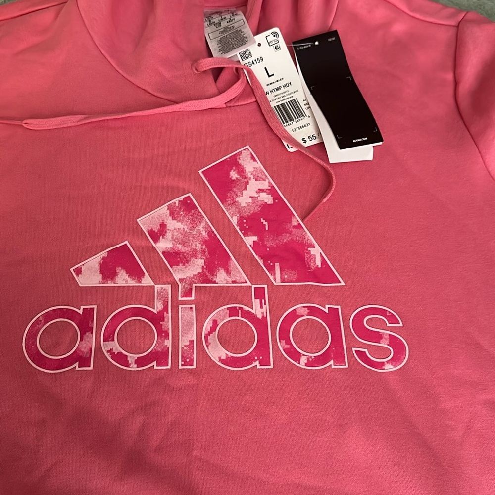 NWT pink adidas hoodie large